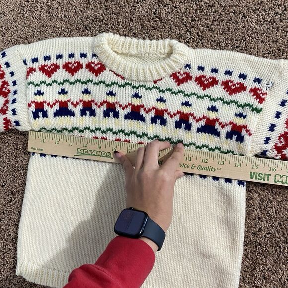 VTG Handmade Knit Toy Soldier Sweater Youth Size Small Unisex Crewneck Holiday - Picture 6 of 8